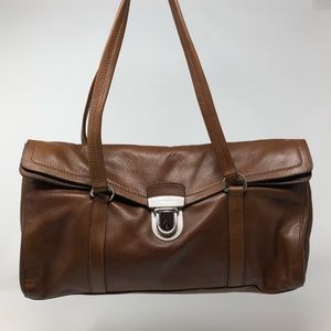Prada Brown leather push-lock bag